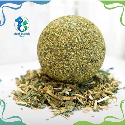 Bola de Catnip 3 en 1 para Gatos – Hierba Gatera Natural + Soporte Giratorio 360°