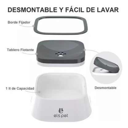 Bebedero Antiderrame con Plato Flotante 1.5L