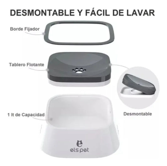 Bebedero Antiderrame con Plato Flotante 1.5L