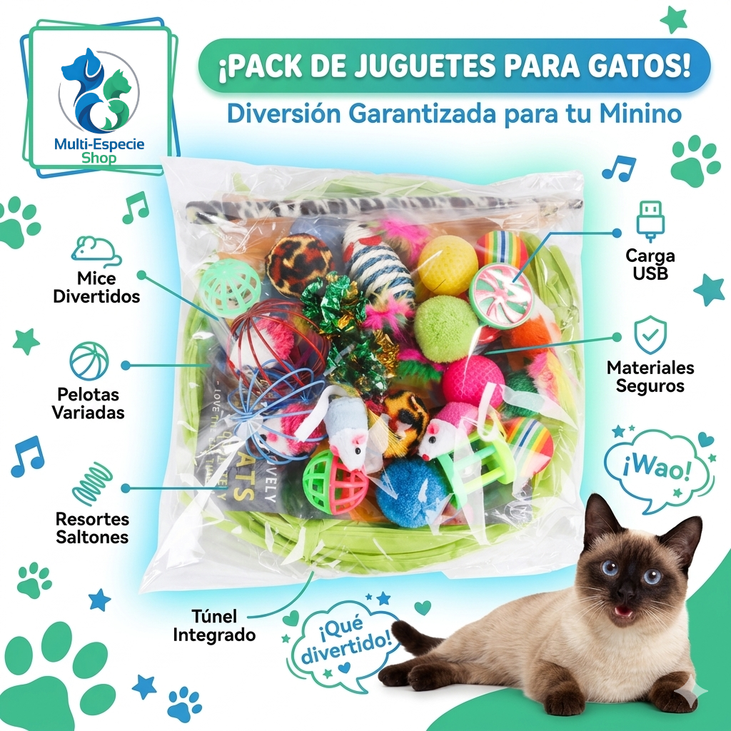21 Piezas de Juguetes Surtidos para Gatitos