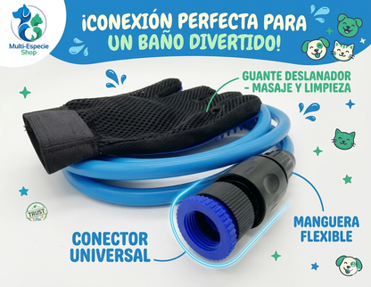 Guante de Baño + Masaje 3 en 1 con Manguera Azul