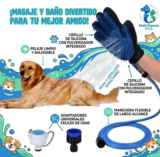 Guante de Baño + Masaje 3 en 1 con Manguera Azul