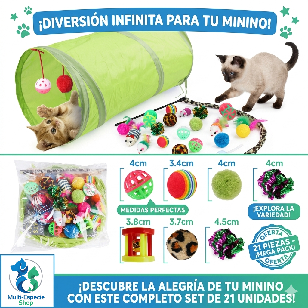 21 Piezas de Juguetes Surtidos para Gatitos