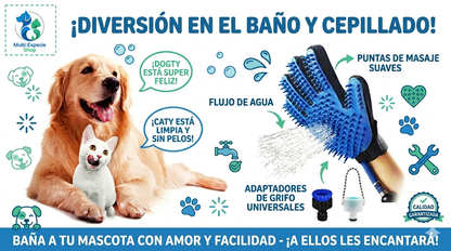 Guante de Baño + Masaje 3 en 1 con Manguera Azul